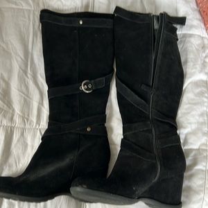 Tall black suede boots. EUC